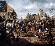 Matthys Naiveu Carnival Scene oil painting